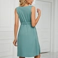 thumbnail image 4 of KBODIU Womens Dresses Sleeveless V-Neck Solid Color Pocket Makings Birthday Mothers Day Gifts Summer Dresses for Women 2023 Green M, 4 of 6