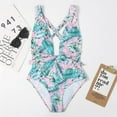 thumbnail image 4 of Maillot de Bain une-Pièce pour Femmes Col en V Taille Croisée à Bretelles Imprimé Polyester Séchage Rapide Doux Confortable Maillot de Bain pour Femmes, 4 of 6