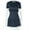 black, variant on Women's O-Neck Short Sleeve Pleated Mini Dress, Ruffled, Solid Color