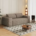thumbnail image 3 of S-HOME Ergonomic Loveseat Sofa in Striped Pattern with Foam Cushion,  Deep Seat Design for Living Room, Bedroom and Apartments, Camel, 3 of 8