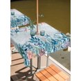 thumbnail image 2 of Outdoor Tablecloth with Umbrella Hole for Patio/Picnic/Party/Camping, Vintage Coastal Coral Waterproof Table Cloth Square Cover Washable, Nautical Blue Conch Starfish Ocean (60"x 60"), 2 of 8