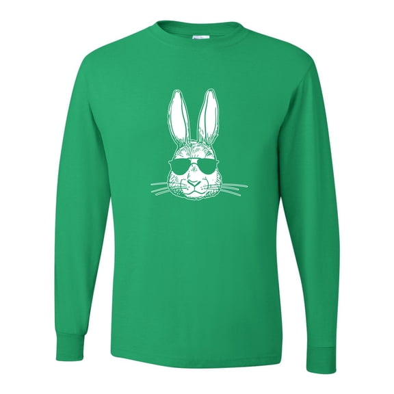 Go All Out Bunny Face With Sunglasses Long Sleeve T-Shirt Mens