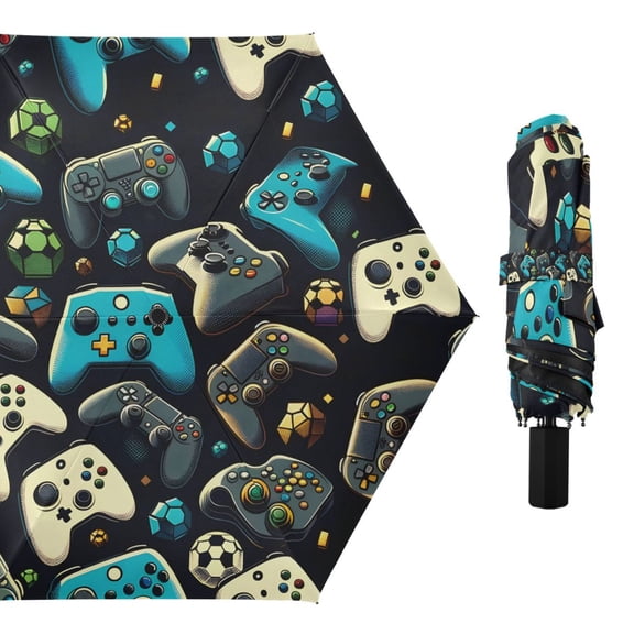 Gaming Controller Compact Sun Umbrella Windproof Travel Umbrellas for Rain Strong Portable UV Protection