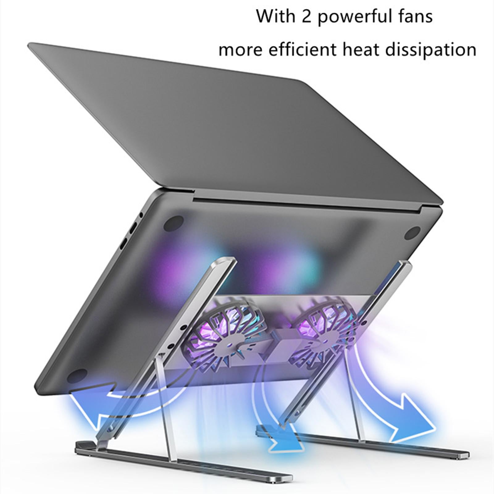 LeeQinersw Laptop Stand Portable Folding with Removable Cooling Fan for Tablet gray