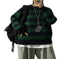 thumbnail image 3 of Femmes Coréen Couleur Bloc Pull Tricoté Pull Col Rond Rayé Streetwear Pull Tops, 3 of 7