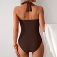 thumbnail image 4 of LIUJUNSHOP Women's Ruched Tankini Swimsuits V Neck Wrap Tie Back One Pieces Bathing Suit Tummy Control Swimwear, 4 of 5