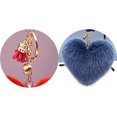 thumbnail image 4 of Women Heart Shaped Keychain Creative Fashion Pom Pom Key Ring Fluffy Car Charm, 4 of 10