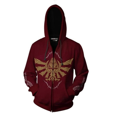 Cosplay Life Legend of Zelda Breath of The Wild Twilight Princess Kangaroo Pocket Cosplay Hoodies - Unisex Pullover Sweaters (Red, 3XL)