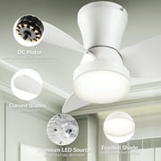 SUNMORY 22 Ceiling Fan, Low Profile for Bedroom & Kitchen, 6 Wind Speeds, White