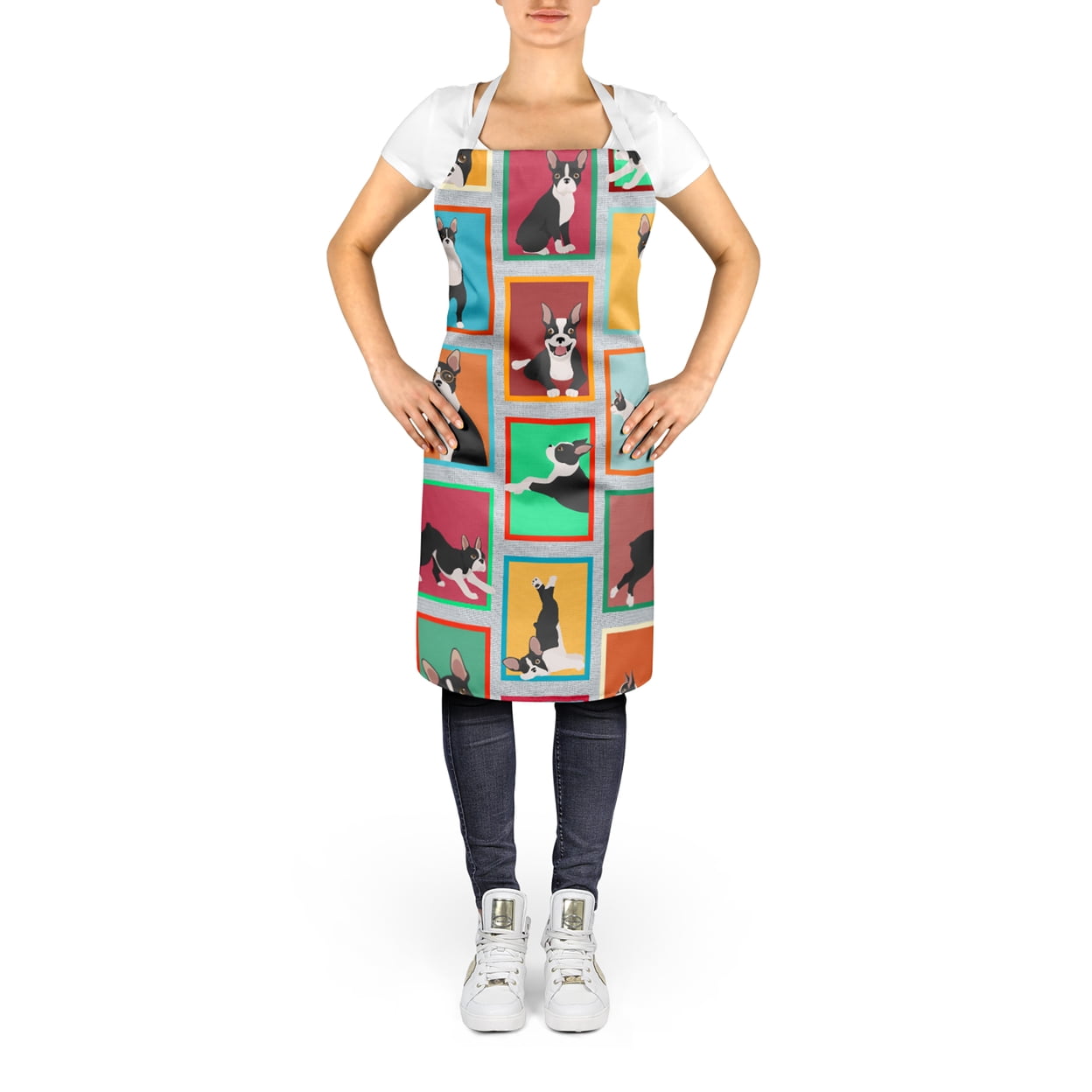 Lots of Boston Terrier Apron 27 in x 30 in