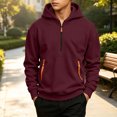 thumbnail image 2 of HBGVBA Big Boys Fleece Quarter Zip Hoodie,Solid Color Thick Hooded Pullover Top Loose Relaxed Long Sleeve Warm Casual Daily Fashion 5-15 Years, 2 of 6