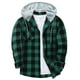 thumbnail image 1 of Chaqueta tipo camisa de franela con capucha ZITY para hombre, negra y verde, talla L, 1 of 6