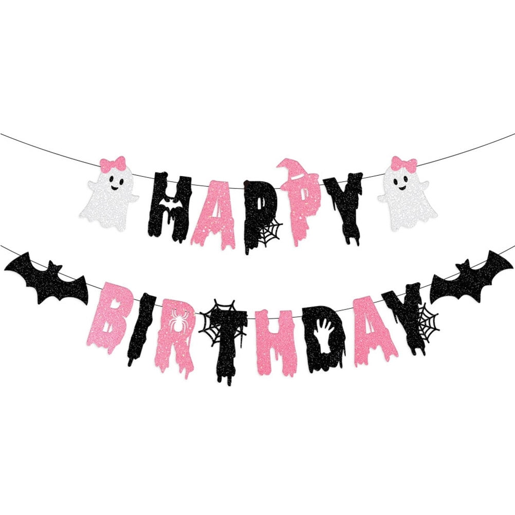 Happy Birthday Banner Mit Dreiecksflaggen - Weiß, Inkl. Buchstaben & Band