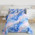 thumbnail image 3 of Homewish Modern Fashion Marble Bedding Comforter Set, Blue Pink Marbling Abstract Twin Comforter Sets, Teens Adult Men Female Reversible Bedding Set, Breathable Home Decor, 2pcs, 3 of 9