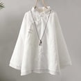 thumbnail image 2 of QHWAUAKFBN T Shirts For Women Loose Fit Vintage Embroidered Button Down Linen Shirt Chinese Zen Tea Apparel Loose Fit Contrast Round Neck Tshirts Top, 2 of 4