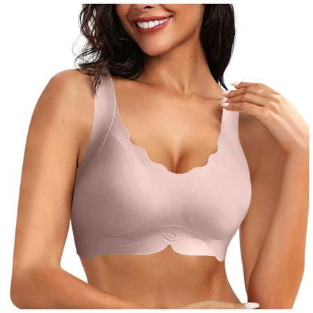 Weikingp Bras for Women  Women S Bras No Underwire Scalloped Up Bras Soft Wireless Comfort Bralettes Full Coverage Everyday Bra Bralettes for Women Plus Size Lingerie Clearance Pink Xl