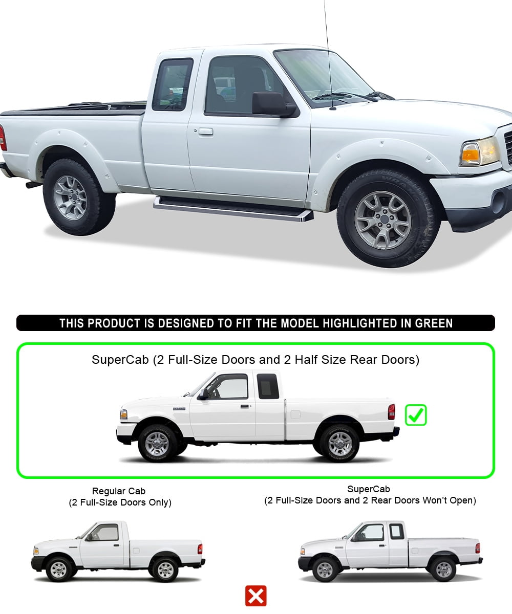 APS Running Boards Style Compatible with Ford Ranger Mazda B-Series 1999-2011 Super Cab 4-Door (Drilling Required) (Nerf Bars Side Steps Side Bars)