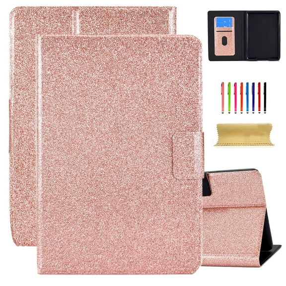 Dteck Kindle Paperwhite 2021 Case 6.8 inch, Kindle Paperwhite 11th Gen Case, Glitter PU Leather Folio Flip Case with Credit Card Slots, Auto Wake Sleep, Rosegold