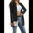 thumbnail image 2 of Chaqueta Elegante de Mujer con Abertura Frontal, Cuello Redondo, Larga, Informal, Elegante, para Exteriores. Negro XL, 2 of 8