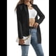 thumbnail image 2 of Chaqueta Elegante de Mujer con Abertura Frontal, Cuello Redondo, Larga, Informal, Elegante, para Exteriores. Negro L, 2 of 8
