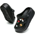 thumbnail image 2 of Platform Clogs for women, Womens Platform Clogs Shoes Gardener Shoes Slippers 2 inch Hight Heels Mules Comfortable Breathable Lightweight Slip on Wedge Sandals Slides with Charms Black 39, 2 of 6