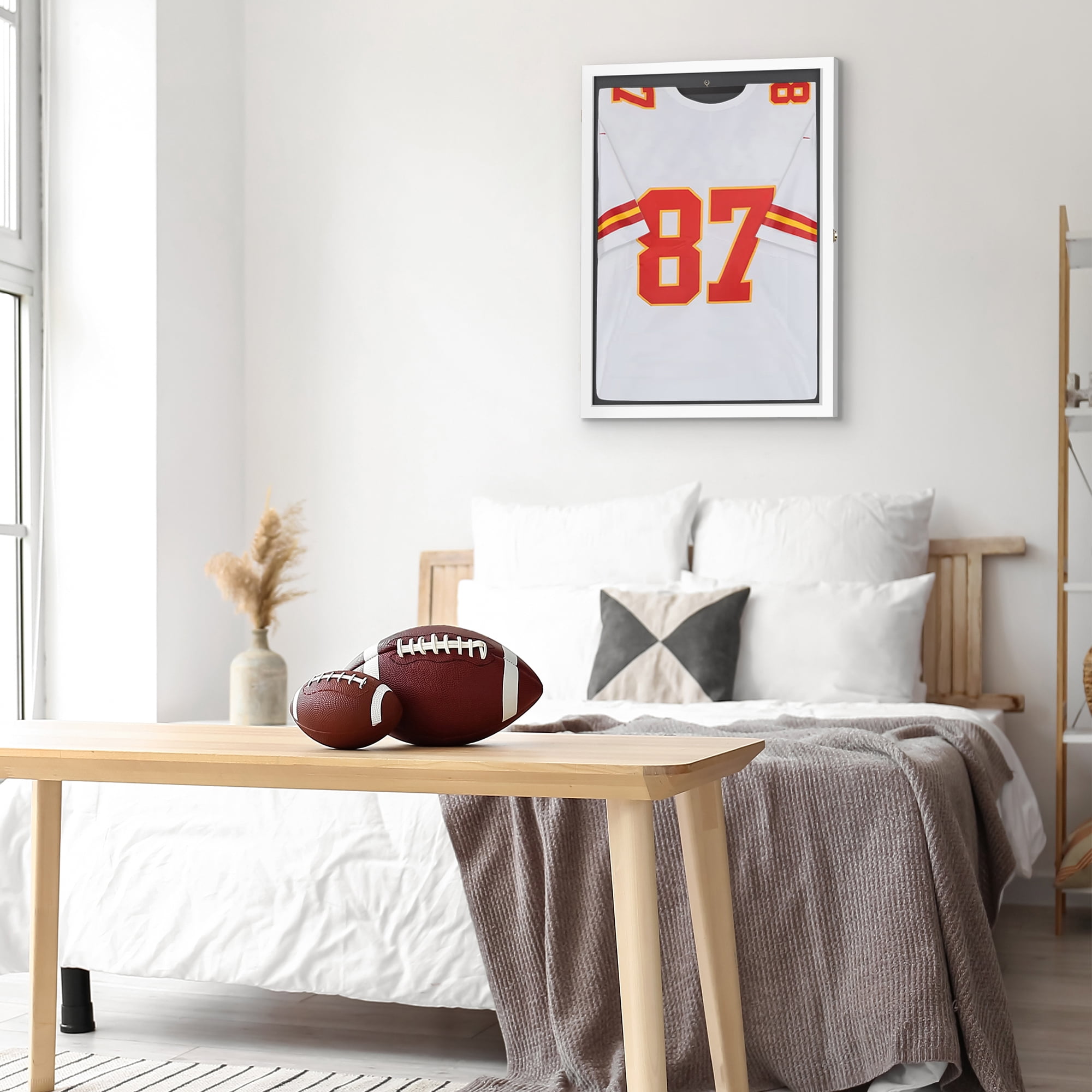 Americanflat 23x31 Shadow Box Frame with Plexiglass Jersey Display Case Lockable Hanger All Star - White