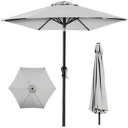 Best Choice Products 10ft Outdoor Steel Market Patio Umbrella w/ Crank, Tilt Push Button, 6 Ribs - Fog Gray