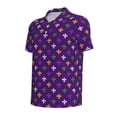 thumbnail image 2 of Xecao Purple Mardi Gras for Mens' Casual Short Sleeve Button-Down Polo Shirts for a Classic Golf Look, 2 of 9