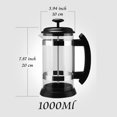 thumbnail image 3 of 1000ML/ 600ML French Press Coffee Maker High Borosilicate Glass House Coffee Brewer Milk Foam Frother Barista Tea Maker, 3 of 8