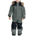 thumbnail image 3 of Gyexs Snow Suit for Kids 3T One Piece Snowsuit Waterproof Windproof Winter Jumpsuits Overalls Snowboarding Ski Suits #01 Grey & 4-5 Years, 3 of 7