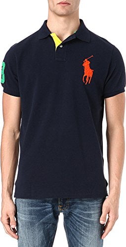 black polo shirt with orange horse