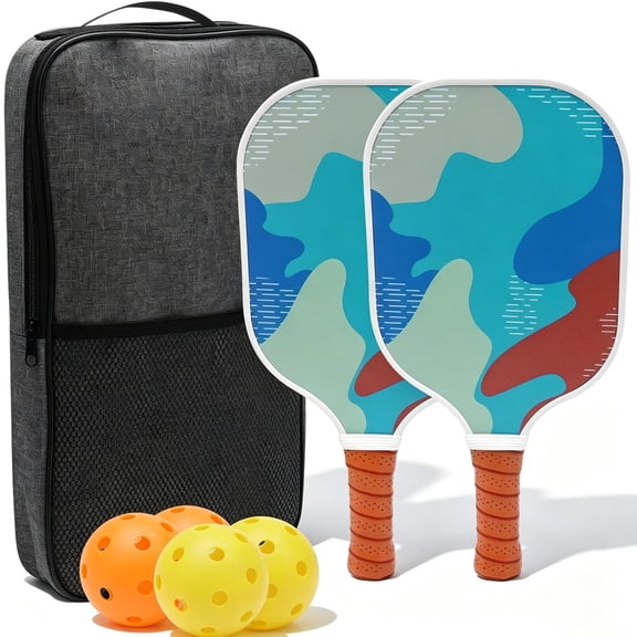 Venoro Fiberglass Pickleball Paddle Set with Bag - 2 Non-Slip Rackets & 4 Durable Balls