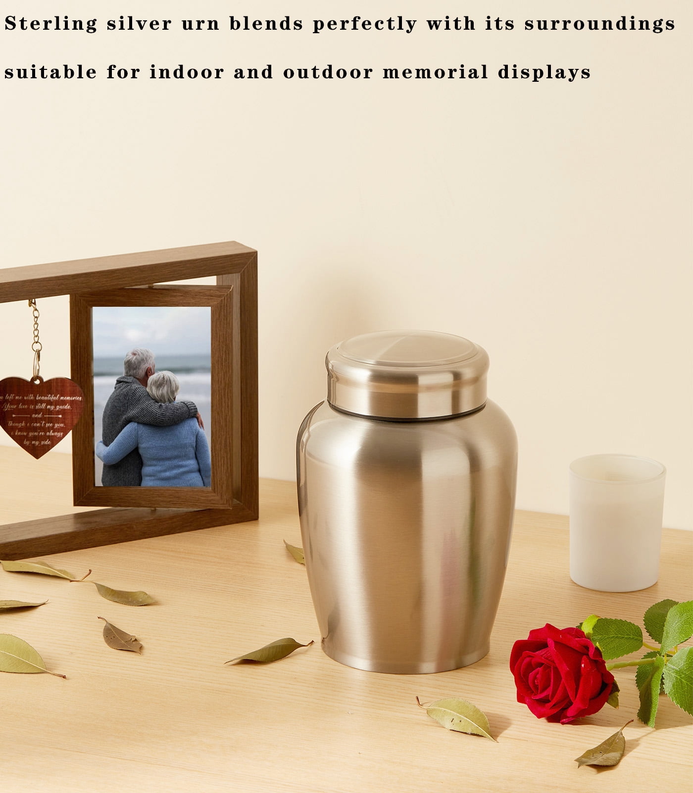 Large Urn for Ashes Adult Male&Female Decorative Urns for Human Ashes Adult Man Stainless Steel Silver