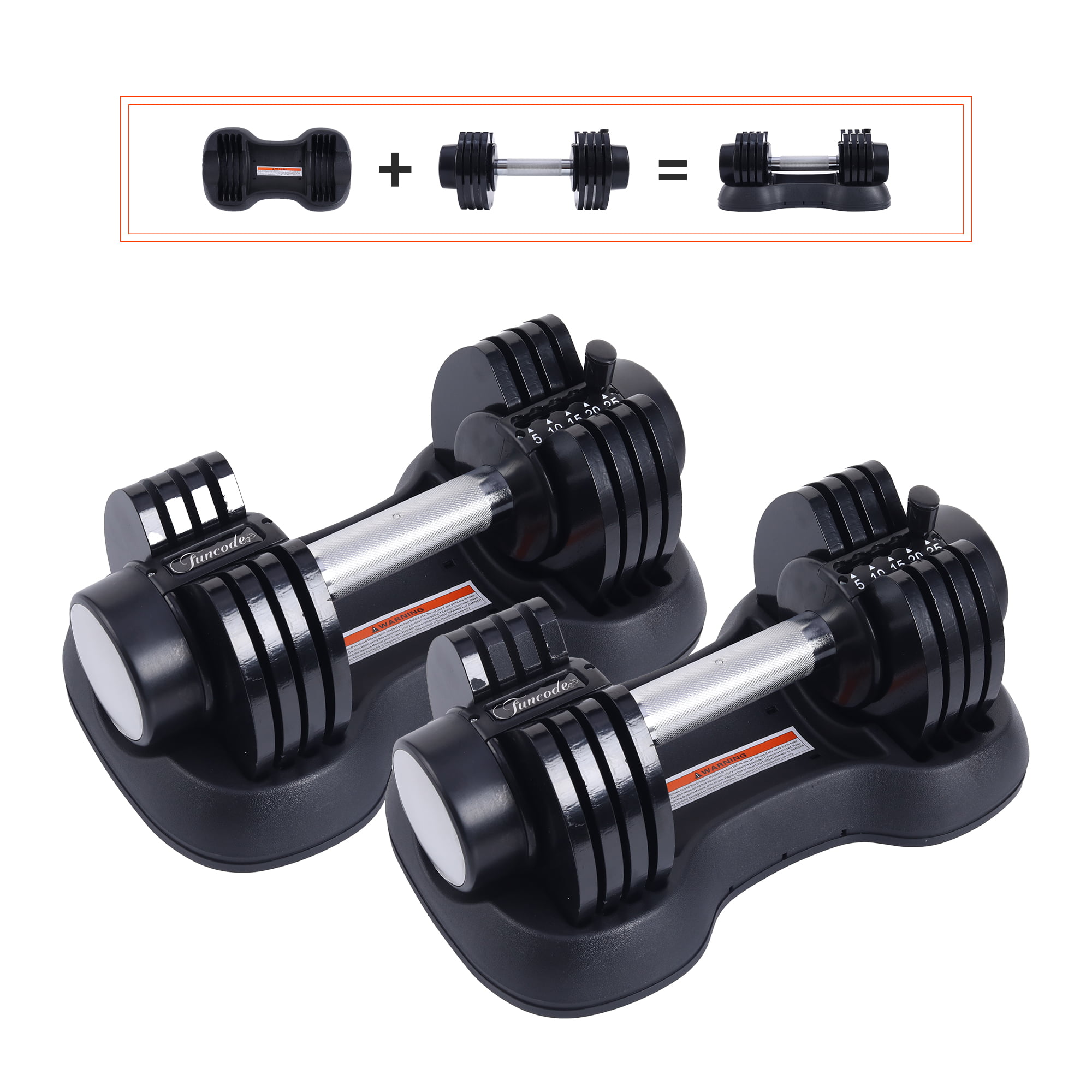 Easy Assembly and Save Space Workout Strength Training Fitness Weight Home Gym. Neoprene Anti-Slip Handle Funcode Adjustable Dumbbell Barbell 2 in 1