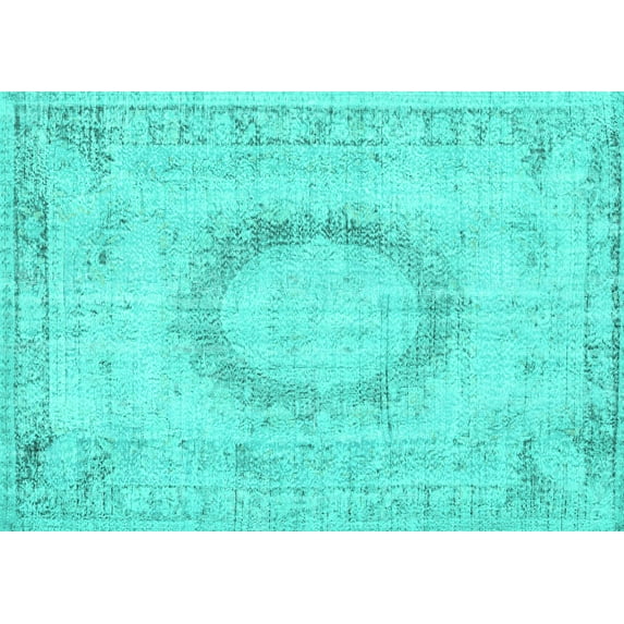 Ahgly Company Machine Washable Indoor Rectangle Persian Turquoise Blue Traditional Area Rugs, 5' x 7'