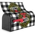 thumbnail image 4 of Merry Christmas Mailbox Covers Magnetic Christmas Outdoor Decorations Welcome Mailbox Wraps Buffalo Plaid Holly Wreath Post Letter Box Cover Garden Decor Standard Size 18" X 21", 4 of 6