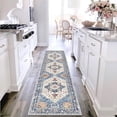 thumbnail image 7 of Washable Runner Rug, 2x8 Non-Slip Boho Vintage Hallway Rug with Rubber Backing, Low Pile Faux Wool Distressed Carpet Runner for Bedroom, Kitchen, Laundry, Entrance, 7 of 7
