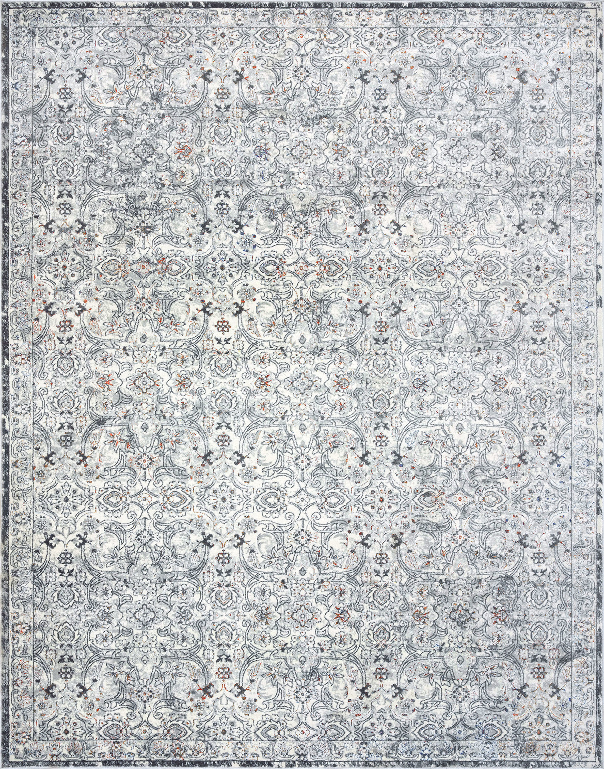 Traditional 5x8 Area Rug (5'3'' x 7'3'') Floral Gray, Teal Living Room Easy to Clean