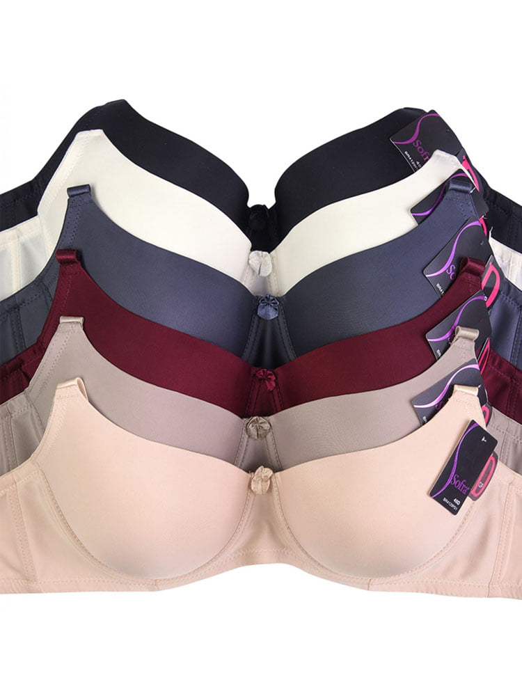 LAVRA Women's Assorted Lace And Plain Colorful Padded DD Bras (Pack of 6) 
