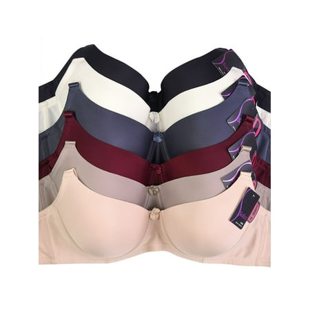 

LAVRA Women s Assorted Lace And Plain Colorful Padded DD Bras (Pack of 6)-38DD-Desire