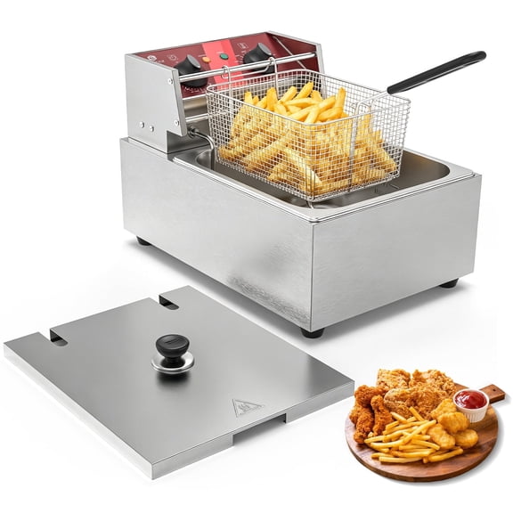 Electric Deep Fryer with Basket 10L /10.5QT 1500W 110V, UL-Certified Countertop Fryer, Thermostat, Overheat Protection, 30-Min Timer for Home and Commercial Use