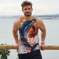 thumbnail image 6 of Susaid Sunset Ocean Watercolor Dolphin Print Men's Sleeveless Workout Running Tank Top Dry Fit Athletic Gym Sports Swim Beach Muscle Bodybuilding Shirts-Large, 6 of 7