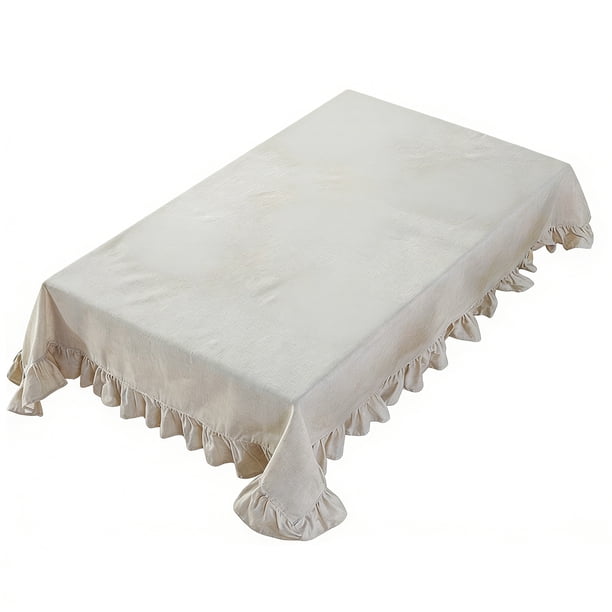 Mantel con volantes de color liso, rectangular, cuadrado, para mesa de comedor, para decoración de cocina, comedor y patio.