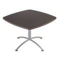 thumbnail image 2 of Iceberg 69757 36 in. x 36 in. x 42 in. iLand Bistro-Height Square Table with Contoured Edges - Natural Teak Top/Silver Base, 2 of 11