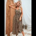 thumbnail image 4 of Vestido Bohemio Midi de Verano para Mujer, Informal, Floral, con Tirantes Finos, con Cordones, Fluido, para Playa Amarillo XL, 4 of 10