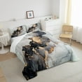 thumbnail image 3 of Black Marble Bedding Set Full,Black and Grey Marble Comforter Set Men Teens Modern Gray Orange Abstract Art Tie Dye Down Comforter Gothic White Gold Marble Duvet Insert Soft, 3 of 5