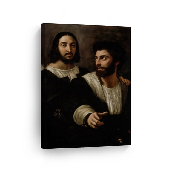 Smile Art Design Self-portrait with a Friend by Raphael Art Canvas Print Famous Fine Art Oil Painting Reproduction Canvas Wall Art Renaissance Art Home Decor Ready to Hang Made in the USA 12x8