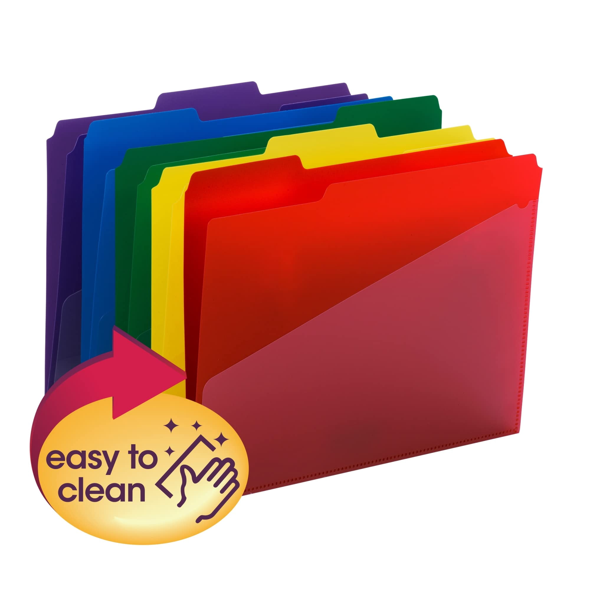 Smead® Poly Folders With Slash Pocket, Letter Size, Assorted Colors, Pack Of 30