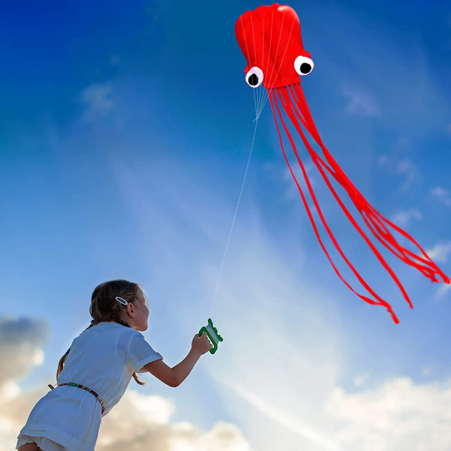 Soft Octopus Kite Series, Beautiful Kite with Long Colorful Tail for Kids and Adults, Easy to Fly Beach Kites, Excellent Outdoor Games and Activity Toys, Suitable for Beginners.
