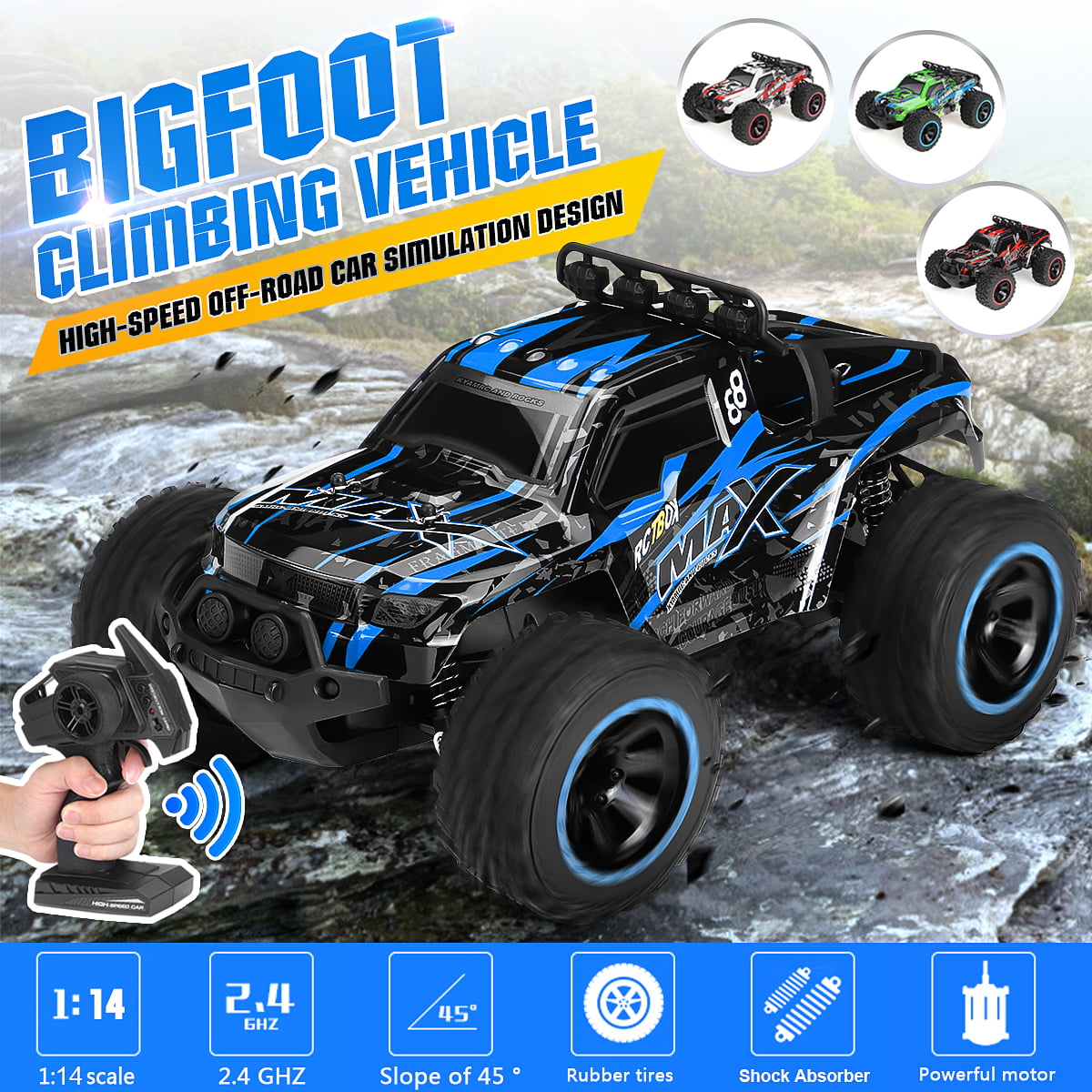 Fast Car Off Road Remote Control for Children Green Speed mas 